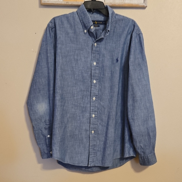 Ralph Lauren Other - Men's Ralph Lauren Denim Blue Button-Down Shirt Sz Large